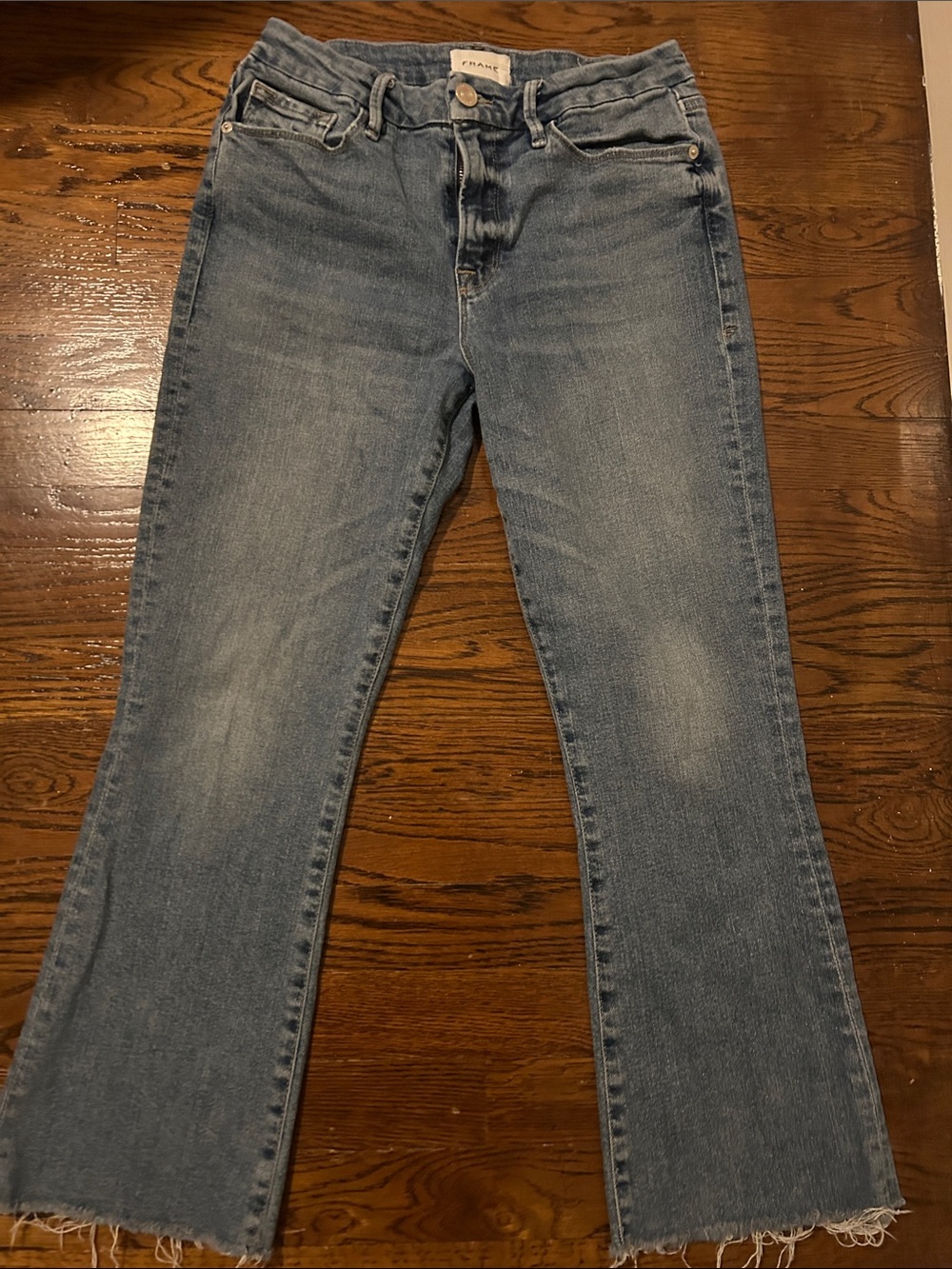 Frame Denim Light Blue Cropped Flare Jeans